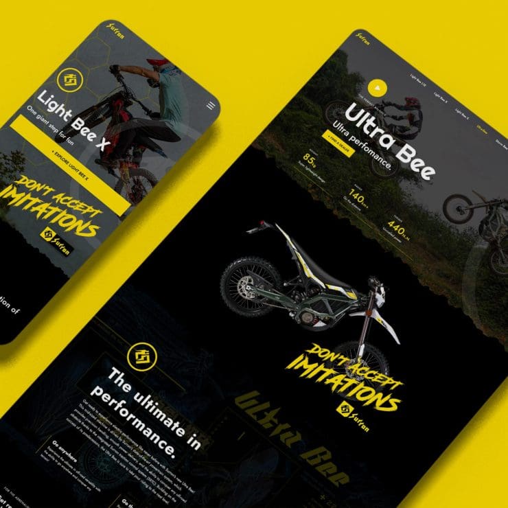 mockup of Sur-Ron UK website